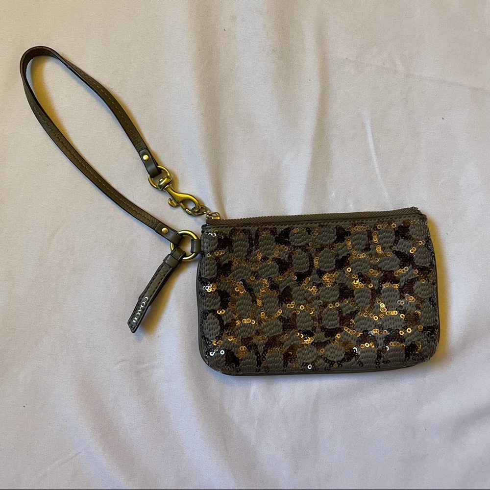 Sequined Coach Wristlet
